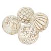 Deco 79 Ceramic Handmade Carved Decorative Ball Orbs & Vase Filler with Varying Patterns, Set of 4 4"W, 4"H, White view 1