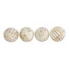 Deco 79 Ceramic Handmade Carved Decorative Ball Orbs & Vase Filler with Varying Patterns, Set of 4 4"W, 4"H, White view 3