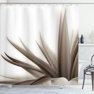 Ambesonne Flower Shower Curtain, Ombre Color Change Style Leaves Water Colored Print Calming Details Image, Cloth Fabric Bathroom Decor Set with Hooks, 69" W x 84" L, Dark Taupe