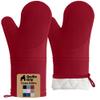 GORILLA GRIP BPA-Free Soft Silicone Oven Mitts, 14.5x8.3, Heat Resistant and Waterproof Cooking Gloves, Thick Cotton Lining, Flexible Gripping for Baking Grilling, Kitchen Potholders Set of 2, Red view 1