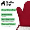 GORILLA GRIP BPA-Free Soft Silicone Oven Mitts, 14.5x8.3, Heat Resistant and Waterproof Cooking Gloves, Thick Cotton Lining, Flexible Gripping for Baking Grilling, Kitchen Potholders Set of 2, Red view 2