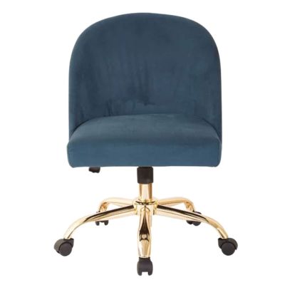 Comfortable Swivel Chair Blue Velvet Office Chairs Ergonomic Desk Chair with Swiveling Casters and Height Adjustable Computer Chair for Home Office Adjust Rolling Chair