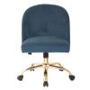 Comfortable Swivel Chair Blue Velvet Office Chairs Ergonomic Desk Chair with Swiveling Casters and Height Adjustable Computer Chair for Home Office Adjust Rolling Chair view 1