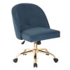 Comfortable Swivel Chair Blue Velvet Office Chairs Ergonomic Desk Chair with Swiveling Casters and Height Adjustable Computer Chair for Home Office Adjust Rolling Chair view 3