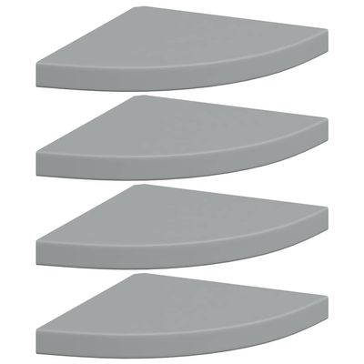 vidaXL Wall Corner Shelves Set of 4 - Floating Display Shelf - Gray Honeycomb MDF & Metal - 13.8 x 13.8 x 1.5