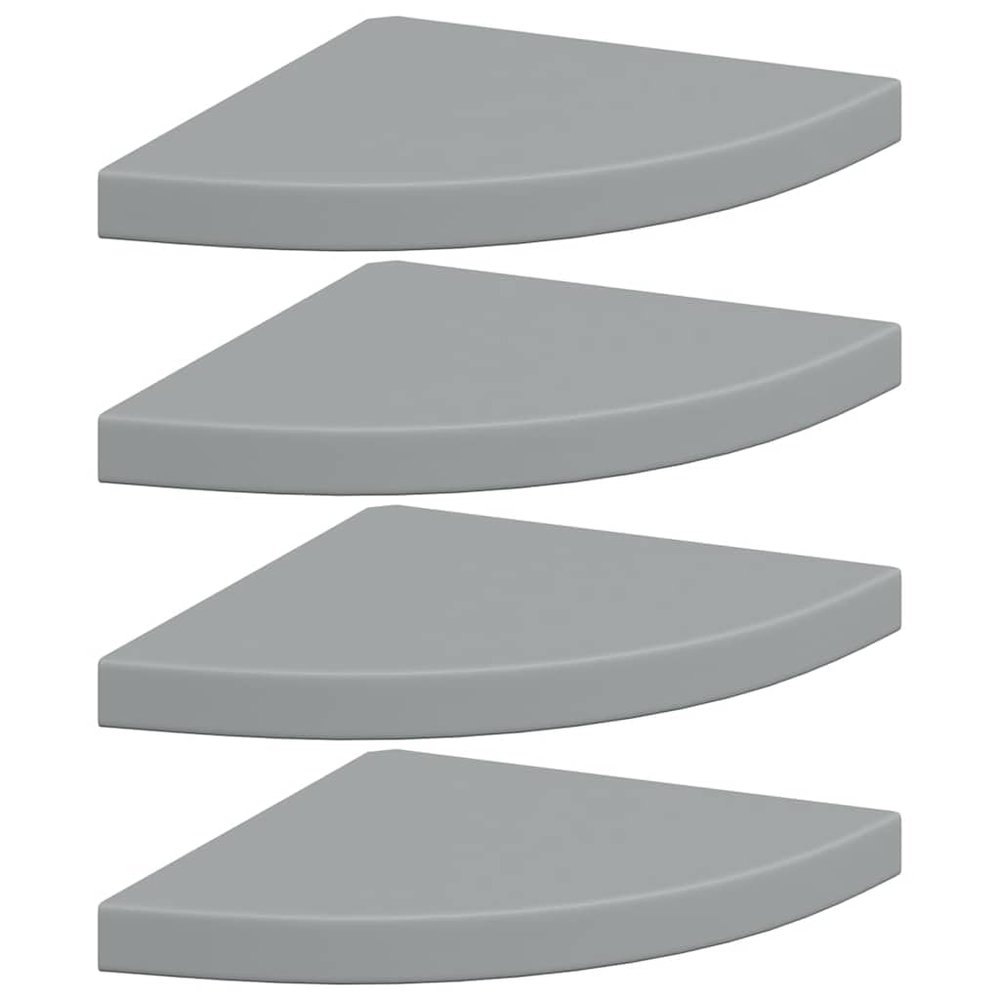 vidaXL Wall Corner Shelves Set of 4 - Floating Display Shelf - Gray Honeycomb MDF & Metal - 13.8 x 13.8 x 1.5