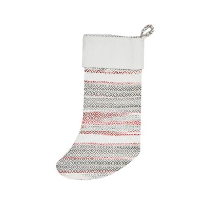 C&F Home 8.5" x 20" Cozy Nordic Red & Gray Hanging Large Christmas Stocking Xmas Winter Holidays Home Living Room Fireplace Mantle Cotton Gift Stocking Stuffer Seasonal Decor Decoration 8.5" x 20"