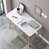 Desk Home Office Modern Style Computer Writing Dining Table Dresser Beech Wooden Leg White Desktop Easy to Assemble (Size : 50X100CM) view 4