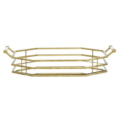 Deco 79 Glam Metal Tray, SMALL SIZE, Gold