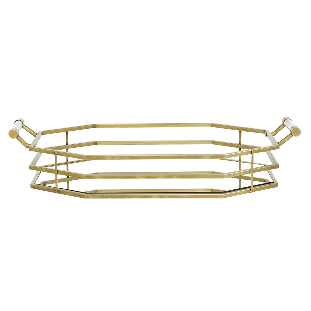 Deco 79 Glam Metal Tray, SMALL SIZE, Gold
