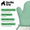 GORILLA GRIP BPA-Free Soft Silicone Oven Mitts, 14.5x8.3, Heat Resistant and Waterproof Cooking Gloves, Thick Cotton Lining, Flexible Gripping for Baking Grilling, Kitchen Potholders Set of 2, Mint view 2