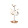 Lifenanny Wooden Mug Holder Tree, Removable Coffee Tea Cup Holder Display Stand for Counter, Mug Rack with 6 Hooks (White) view 1