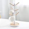Lifenanny Wooden Mug Holder Tree, Removable Coffee Tea Cup Holder Display Stand for Counter, Mug Rack with 6 Hooks (White) view 4