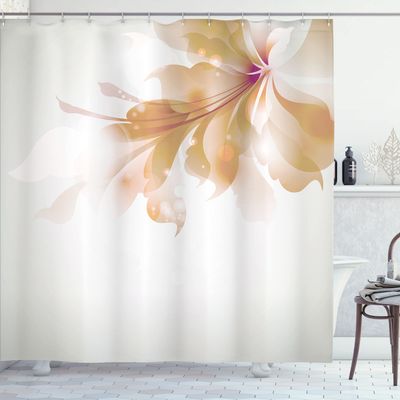 Ambesonne Abstract Shower Curtain, Color Gradient Effect Isolated Flower Petal Stem Forms Digital Artwork, Cloth Fabric Bathroom Decor Set with Hooks, 69" W x 70" L, Dark Mustard