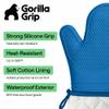 GORILLA GRIP BPA-Free Soft Silicone Oven Mitts, 14.5x8.3, Heat Resistant and Waterproof Cooking Gloves, Thick Cotton Lining, Flexible Gripping for Baking Grilling, Kitchen Potholders Set of 2, Aqua view 2