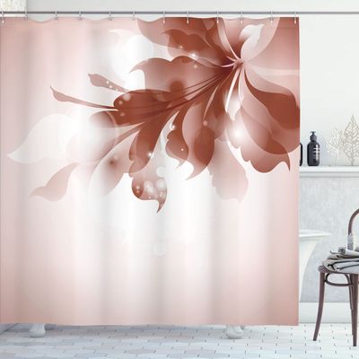 Ambesonne Abstract Shower Curtain, Color Gradient Effect Isolated Flower Petal Stem Forms Digital Artwork, Cloth Fabric Bathroom Decor Set with Hooks, 69" W x 84" L, Pale Redwood