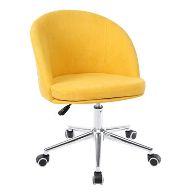 Comfortable Swivel Chair Modern Office Chair Accent Swivel Dining Chairs, Adjustable Lift Armless Chair Study Chair with 360 Degree Swiveling Casters (Yellow, Removable and Washable) Adjust Rolling