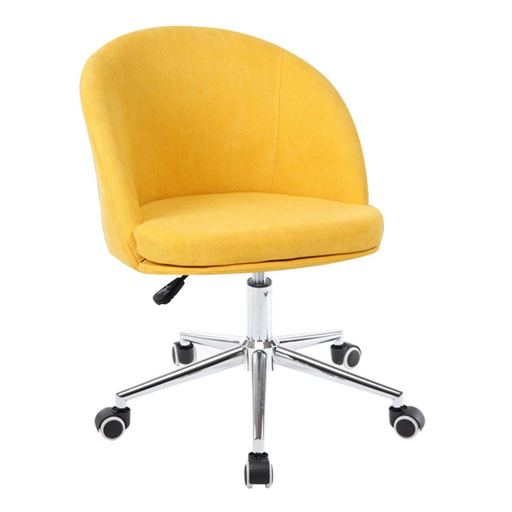 Comfortable Swivel Chair Modern Office Chair Accent Swivel Dining Chairs, Adjustable Lift Armless Chair Study Chair with 360 Degree Swiveling Casters (Yellow, Removable and Washable) Adjust Rolling