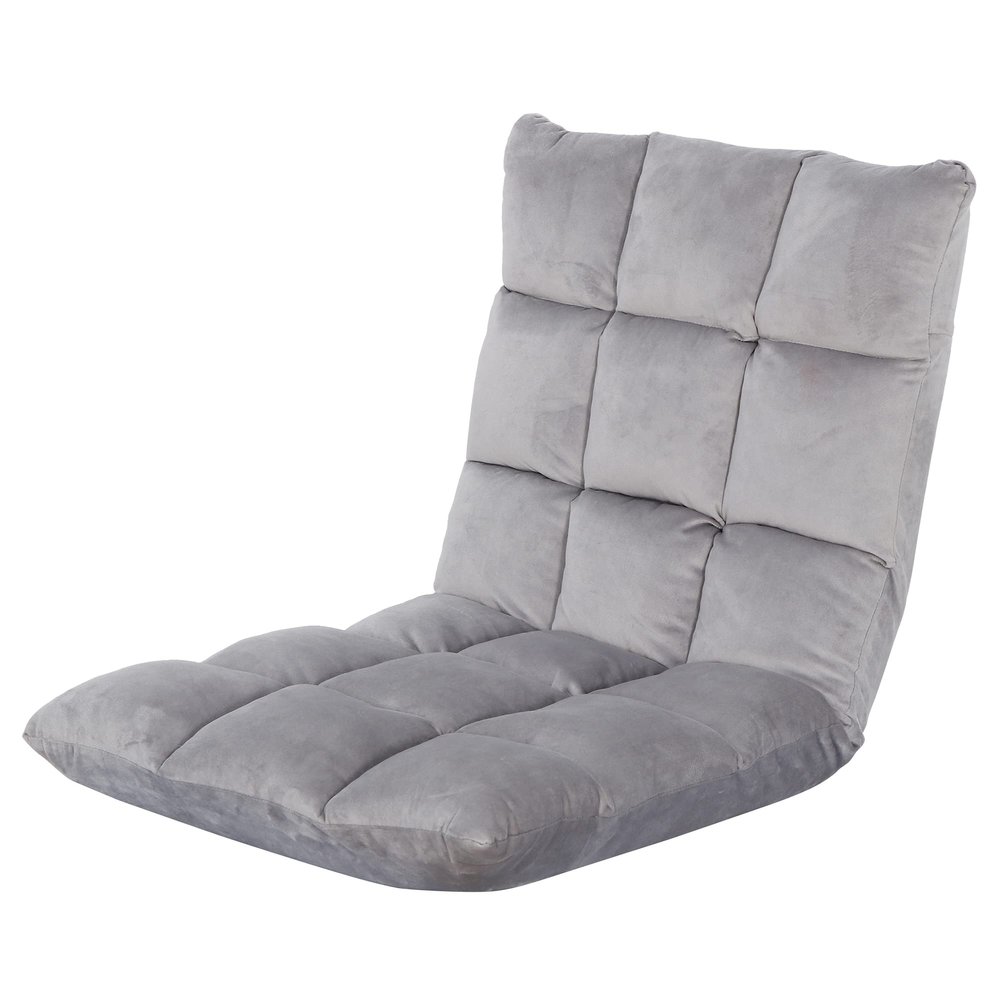 Saturnpower Adjustable Floor Gaming Sofa Chair 14-Position Folding Lazy Sofa Cushion Recliner Sleeper Bed Couch Recliner for Meditation, Reading, TV Watching, Video-Gaming, Adult Kid, Grey