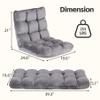 Saturnpower Adjustable Floor Gaming Sofa Chair 14-Position Folding Lazy Sofa Cushion Recliner Sleeper Bed Couch Recliner for Meditation, Reading, TV Watching, Video-Gaming, Adult Kid, Grey view 3