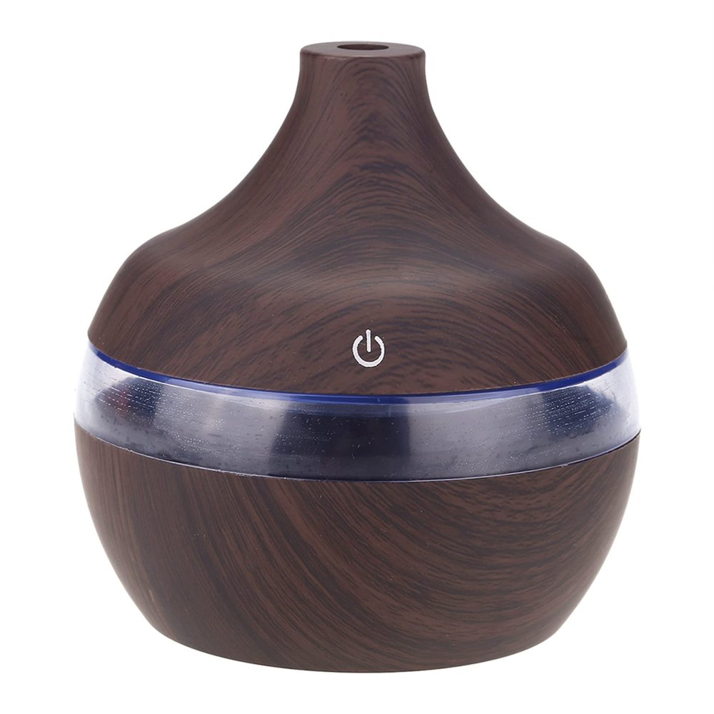 Omabeta Portable Mini Humidifier, 300ml Small Cool Mist Humidifiers, Wood Grain LED USB Color-changing Humidifier, Oil Diffuser with Colorful Night Light Mist Maker for Office Car Home, Super Quiet