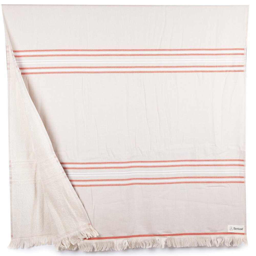 Bersuse 100% Cotton Lagos Terry Peshtemal Turkish Towel Bath Towel Beach Towel Lighweight Quickdry Absorbent - 35x67 Inches, Brick (Set of 6)