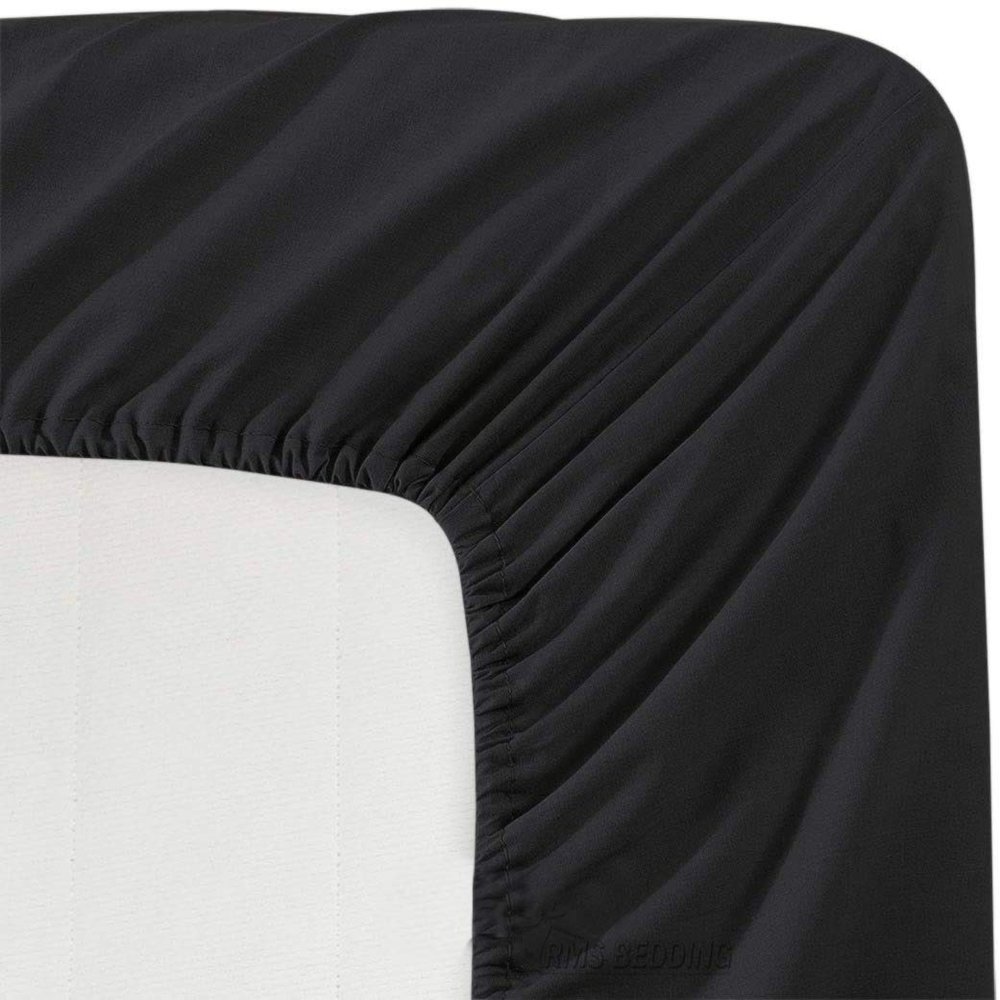 3 Pieces California King Size Black Color Fitted Sheet - Fits Mattress Upto 18 Inch Deep Pockets & Bedding Set Include 1-Piece Fitted Sheet with 2-Pillow Covers 20 x 30 Inches