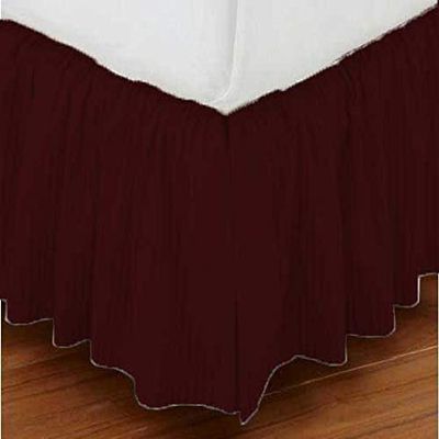 Bedding Empire 25" Drop Stripe 1 Piece Dust Ruffle Bed Skirt 100% Egyptian Cotton 500 TC Wine King Size
