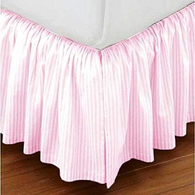 Bedding Empire 30" Drop Stripe 1 Piece Dust Ruffle Bed Skirt 100% Egyptian Cotton 500 TC Pink Queen Size