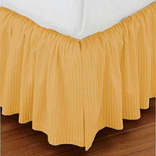 Bedding Empire 30" Drop Stripe 1 Piece Dust Ruffle Bed Skirt 100% Egyptian Cotton 500 TC Gold Queen Size