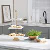Deco 79 Ceramic Terrazzo 3 Tiered Tiered Server with Gold Base, 12" x 12" x 22", White view 1
