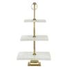 Deco 79 Ceramic Terrazzo 3 Tiered Tiered Server with Gold Base, 12" x 12" x 22", White view 2