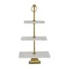 Deco 79 Ceramic Terrazzo 3 Tiered Tiered Server with Gold Base, 12" x 12" x 22", White view 3