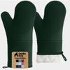 GORILLA GRIP BPA-Free Soft Silicone Oven Mitts, 14.5x8.3, Heat Resistant and Waterproof Cooking Gloves, Thick Cotton Lining, Flexible Gripping for Baking Grilling, Kitchen Potholders Set, Hunter Green view 1