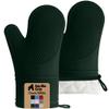 GORILLA GRIP BPA-Free Soft Silicone Oven Mitts, 550F Heat Resistant Waterproof Cooking Safety Gloves, Cotton Lining, Flexible Gripping for BBQ Grilling, Kitchen Potholders Set, 12.5x8.3, Hunter Green view 1