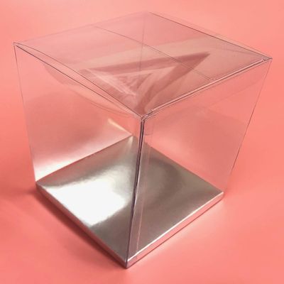 Durapak Supplies 24 PCS 5 x 5 x 7 w/Silver Card Bottom, Clear Plastic PVC Boxes for Party Favor Wedding Favor, retail products packaging and display