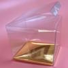 24 PCS 4 x 4 x 4-1/2" w/Gold Card Bottom, Tuck Top Clear Plastic PVC Boxes for Party Favor Wedding Favor, retail products packaging and display view 2