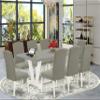East West Furniture V097EN206-9 9 Piece Dining Room Set Includes a Rectangle Kitchen Table with V-Legs and 8 Dark Shitake Linen Fabric Upholstered Parson Chairs, 40x72 Inch, Multi-Color view 2