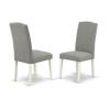 East West Furniture V097EN206-9 9 Piece Dining Room Set Includes a Rectangle Kitchen Table with V-Legs and 8 Dark Shitake Linen Fabric Upholstered Parson Chairs, 40x72 Inch, Multi-Color view 4