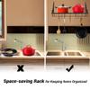Aquaterior Grid Wall Mount Pot Pan Rack Kitchen Cookware Organizer with 10 Hooks Metal Wall Shelves Storage Pot Holder Black view 2