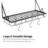 Aquaterior Grid Wall Mount Pot Pan Rack Kitchen Cookware Organizer with 10 Hooks Metal Wall Shelves Storage Pot Holder Black view 3