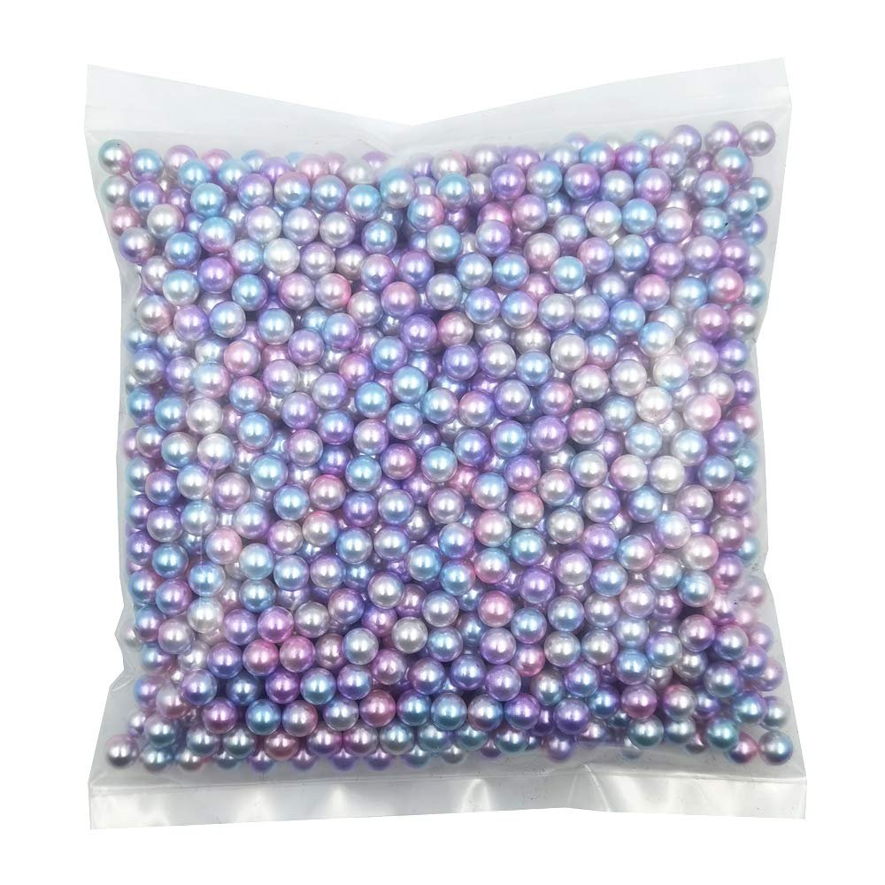 INSPIRELLE 1100 Pieces Gradient Undrilled ABS Art Faux Pearls for Vase Fillers, 8mm Pink-Lilac No Hole Makeup Beads Mermaid Imitation Round Pearl Beads for Table Scatter Home Wedding Decoration