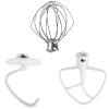 3 Pack Mixer Attachments for Kitchen Aid 4.5-5 Quart Tilt-Head Stand Mixers, Heavy-Duty Metal,Includes K45DH Dough Hook, K45B Flat Beater,K45WW Wire Whip, Dishwasher Safe Replacement Kit by TOMOON view 1