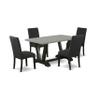 East West Furniture V696DR124-5 5 Piece Kitchen Table Set for 4 Includes a Rectangle Dining Room Table with V-Legs and 4 Black Color Linen Fabric Upholstered Chairs, 36x60 Inch, Multi-Color view 1