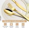20-Piece Gold Silverware Set, ENLOY Flatware Cutlery Set Stainless Steel Utensils Service for 4, Heavy Duty Gift and Dishwasher Safe, Mirror Polished Dinner Knife, Fork, Spoon for Restaurant view 3