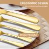 20-Piece Gold Silverware Set, ENLOY Flatware Cutlery Set Stainless Steel Utensils Service for 4, Heavy Duty Gift and Dishwasher Safe, Mirror Polished Dinner Knife, Fork, Spoon for Restaurant view 4