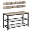 HOOBRO Hall Tree with Bench, Coat Rack Shoe Bench Set, Entryway Shoe Rack with Coat Hooks, Hall Tree Coat Rack, 27.6" L x 11.8" W x 18.1" H, Mud Room, for Foyer, Front Door, Greige BG07MT01 view 1
