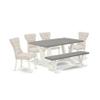 East West Furniture V096GA235-6 6 Piece Dining Table Set Contains a Rectangle Dining Room Table with V-Legs and 4 Doeskin Linen Fabric Parson Chairs with a Bench, 36x60 Inch, Multi-Color view 1