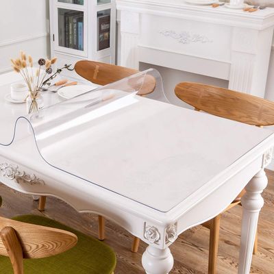 Heat Resistant PVC Protector for Table/Desk Table Pads Table Covers 2-mm Thick Waterproof- (35.4-Inch x 72-Inch, 2-mm Clear)