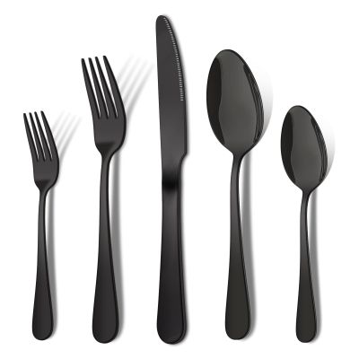 20 Pieces Black Silverware Set, ENLOY Flatware Cutlery Set Stainless Steel Utensils Service for 4, Heavy Duty Gift and Dishwasher Safe, Mirror Polished Dinner Knife, Fork, Spoon for Restaurant